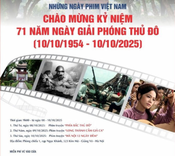 Chiếu miễn phí 3 bộ phim về Hà Nội nhân kỷ niệm Ngày Giải
phóng Thủ đô